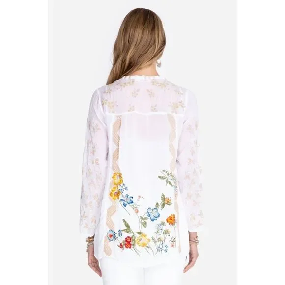 Johnny Was White Floral Luca Blouse Medium NWT - Picture 4 of 8